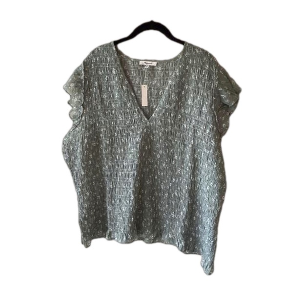 Madewell Tops - NEW Madewell Plus Lucie V-Neck Smocked Top in Cottage Garden Green 26W Plus Size